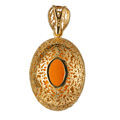 Gold Plated 925 Sterling Silver and Oval Baltic Cherry Amber and Cubic Zirconia Pendant