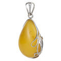 Sterling Silver and  Baltic Pear Shaped Butterscotch Amber Pendant