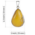 Sterling Silver and  Baltic Pear Shaped Butterscotch Amber Pendant
