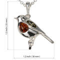 GIA Certified Sterling Silver and Baltic Amber Robin Pendant