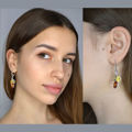 GIA Certified Sterling Silver and Baltic Multicolored Amber Earrings "April"