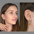 GIA Certified Sterling Silver and Baltic Honey Amber Earrings "Tina"