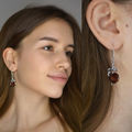 Sterling Silver and Baltic Honey Amber Leverback Earrings "Open Rose"