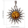GIA Certified Sterling Silver and Baltic Amber Sun Pendant (Large)
