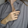 Sterling Silver and Baltic Amber Multicolored Ring "Marcia"