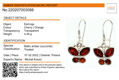 Sterling Silver and Baltic Honey Amber Kidney Hook Butterflies Earrings