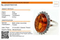 Sterling Silver and Baltic Honey Amber Classic Oval Ring