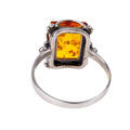 Sterling Silver and Baltic Honey Amber Rectangle Ring "Makell"