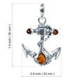 Sterling Silver and Baltic Amber Pendant "Anchor"