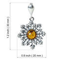 Sterling Silver and Baltic Amber Pendant "Snowflake"