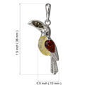 Sterling Silver and Baltic Amber Toucan Pendant