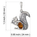 Sterling Silver and Baltic Honey Amber Squirrel With a Nut Pendant Necklace