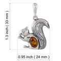 Sterling Silver and Baltic Honey Amber Squirrel With a Nut Pendant