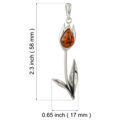 Sterling Silver and Baltic Honey Amber Tulip Pendant (Large)