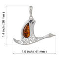 Sterling Silver and Baltic Honey Amber Wild Goose Pendant