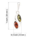 Sterling Silver and Baltic Honey and Green  Amber Pendant