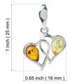 Sterling Silver and Baltic Honey and Lemon Amber Pendant "Hearts"
