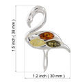 Sterling Silver and Baltic Multicolored Amber Flamingo Pendant