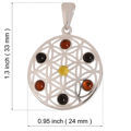 Sterling Silver and Baltic Multicolored Amber Pendant "Gale"