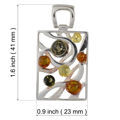 Sterling Silver and Baltic Multicolored Amber Rectangle Pendant