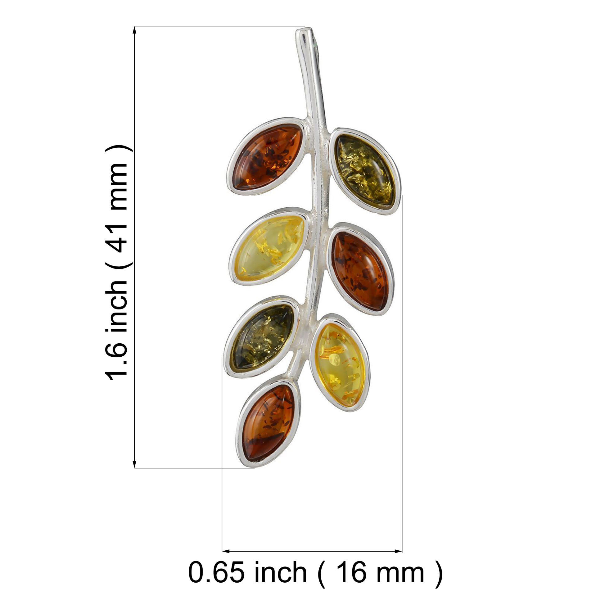 Sterling Silver and Baltic Multicolored Amber Twig Pendant