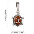 Sterling Silver Baltic Honey Amber Turtle Pendant