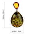 Sterling Silver Green Baltic Pear Shaped Amber Pendant