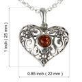 Sterling Silver and Baltic Honey Amber Heart Pendant
