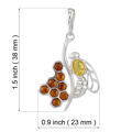 Sterling Silver and Baltic Honey Amber Pendant "Honeycomb Bee"