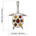 Sterling Silver and Multicolored Baltic Amber Turtle Pendant