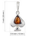 Sterling Silver and Baltic Honey Amber Ace of Spades Pendant