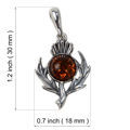 Sterling Silver and Baltic Honey Amber Burdock Pendant