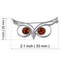 Sterling Silver and Baltic Honey Amber Owl Brooch