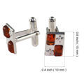 Sterling Silver and Baltic Honey Amber Rectangle Casino Cufflinks