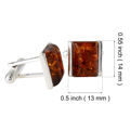 Amber Jewelry - Sterling Silver and Baltic Honey Amber Rectangle Cufflinks