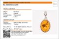 Amber Experts lab identification micro report certifying genuine Baltic amber oval pendant, showing weight 2.22 g, origin Gdańsk Poland, and photographed sterling silver amber necklace