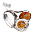 Baltic Amber Sterling Silver Adjustable Ring for Women, Genuine Real Gemstone, Jewelry Lab Certified