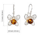 Sterling Silver and Baltic Honey Amber Kidney Hook  Earrings Lady Butterfly