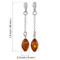 Sterling Silver and Baltic Honey Amber Post Back Olive Shaped Earrings