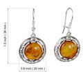 Sterling Silver and Baltic Honey Amber Kidney Hook Earrings "Isadora"