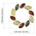 Sterling Silver and Baltic Multicolored Amber Brooch "Carrie"