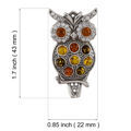 Sterling Silver and Baltic Multicolored Amber Owl Brooch