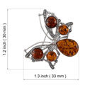 Sterling Silver and Honey Baltic Amber Butterfly Brooch