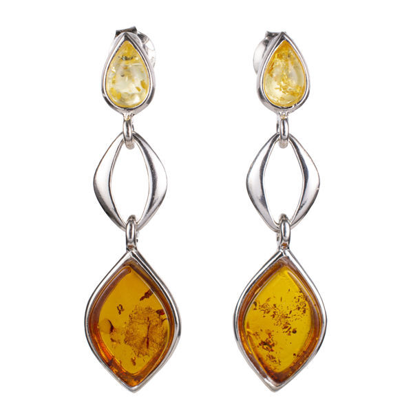 Sterling Silver and Baltic  Amber Earring "June"