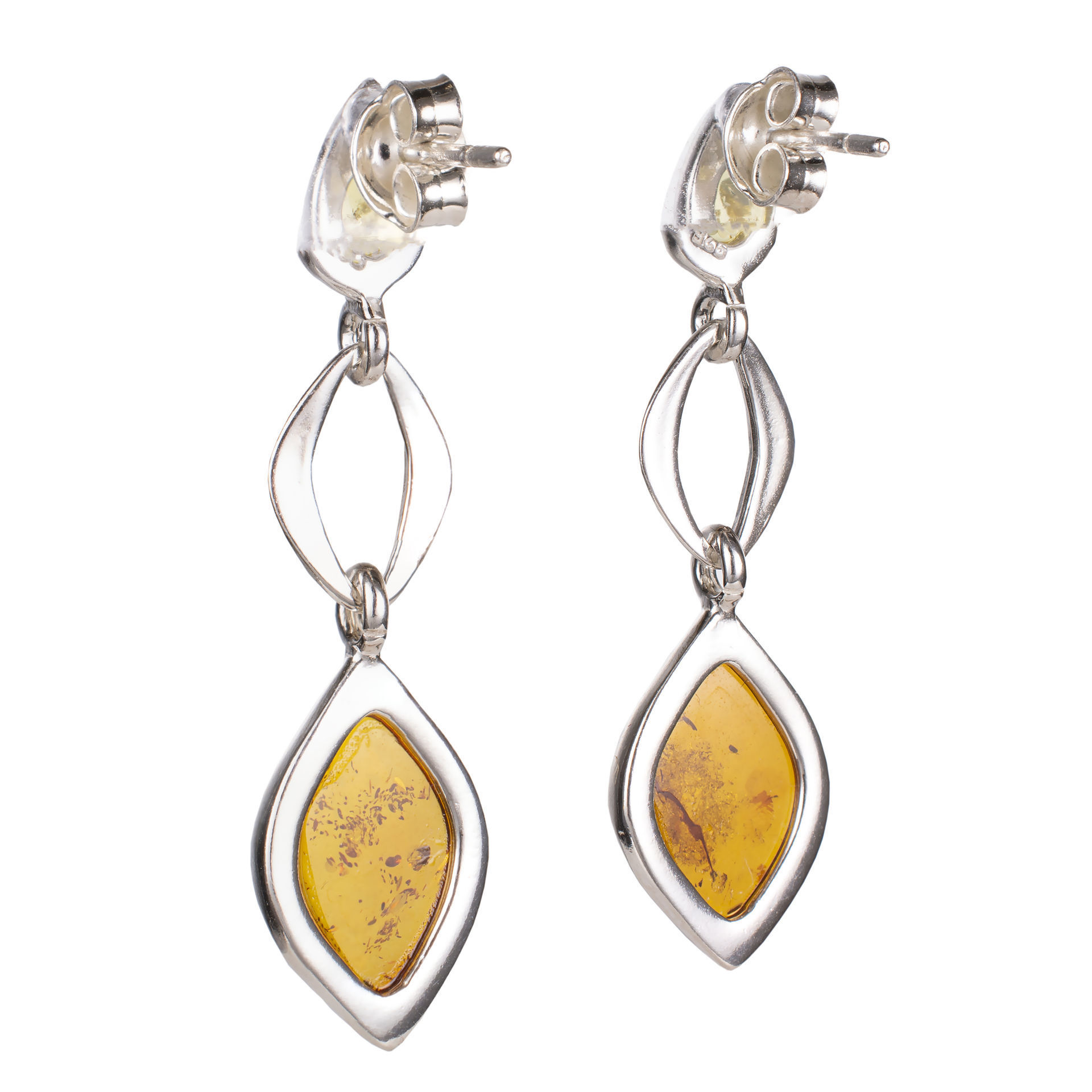 Sterling Silver and Baltic Amber Earring 