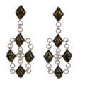 Sterling Silver and Baltic Green Amber Earrings "Gidget"