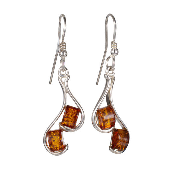 Sterling Silver and Baltic Honey Amber Earrings "Ines"