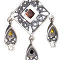 Sterling Silver and Baltic Multicolored Amber Earrings "Fay"