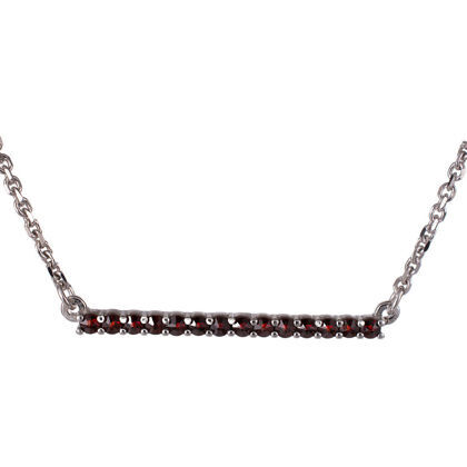 Bohemian Garnet Sterling Silver Bar Necklace