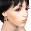 Sterling Silver and Baltic Amber French Leverback  Round Honey Amber Earrings